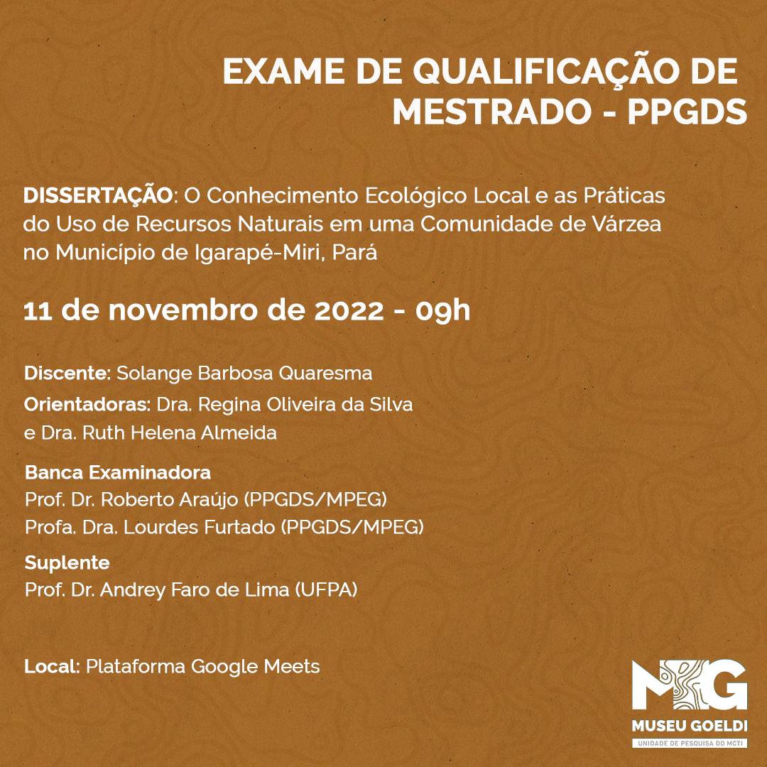 Convite PPGDS | Exame de qualificação de mestrado 11/11, às 9h